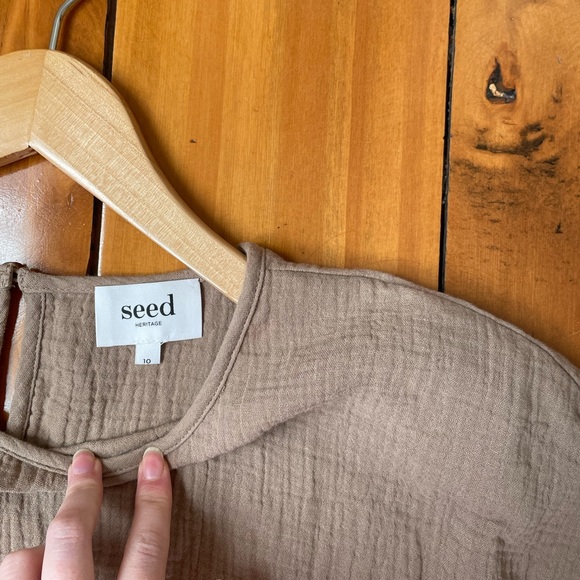 Seed Heritage Brown frill Top Size 10 Oversized Flowy Ruffle Top - Picture 6 of 7